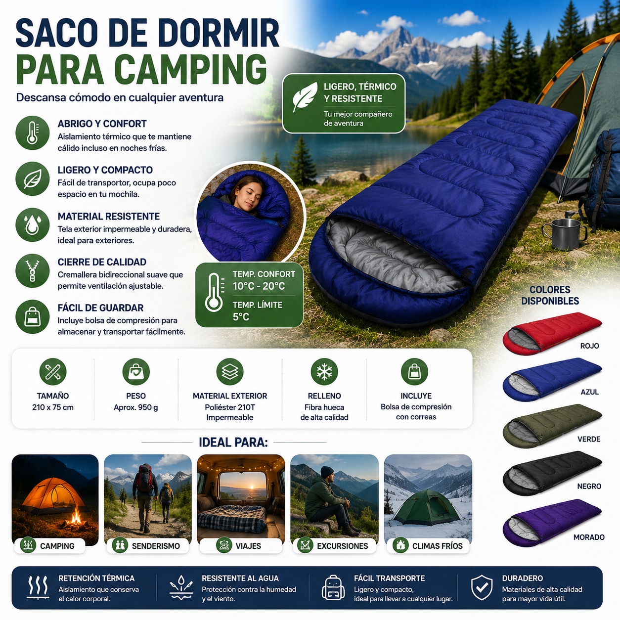 Saco de Dormir Camping