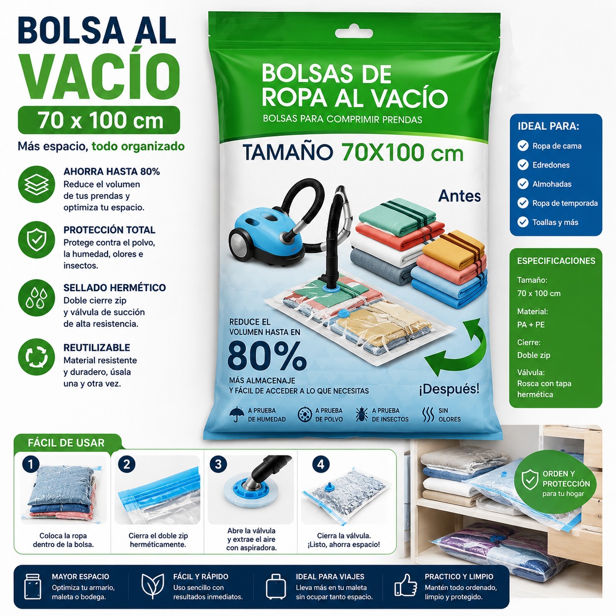 Bolsa al vacío de 70x100 cm