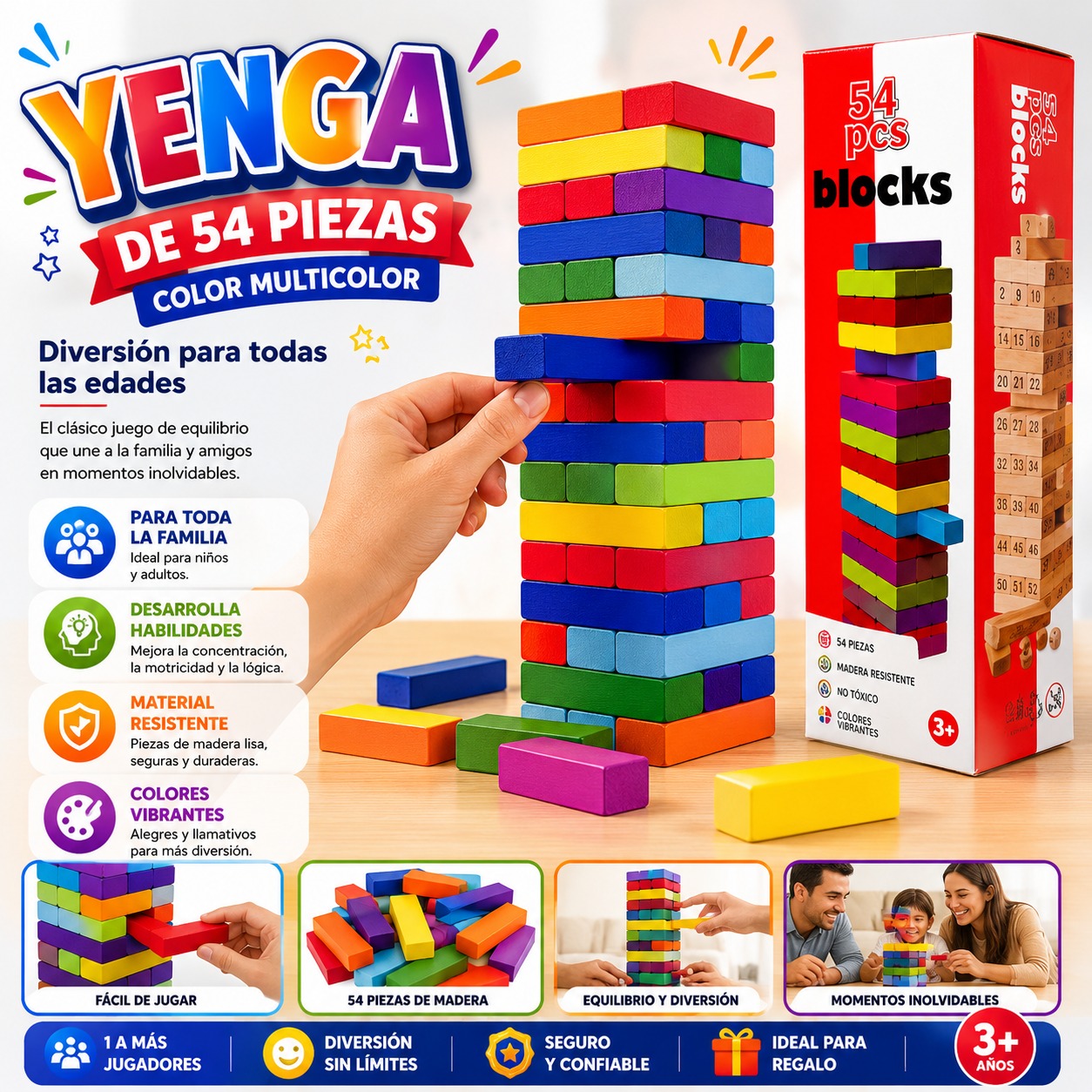 Yenga de 54 Piezas Color Multicolor