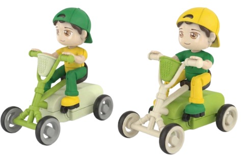 Niño con Bicicleta Cartoon Car