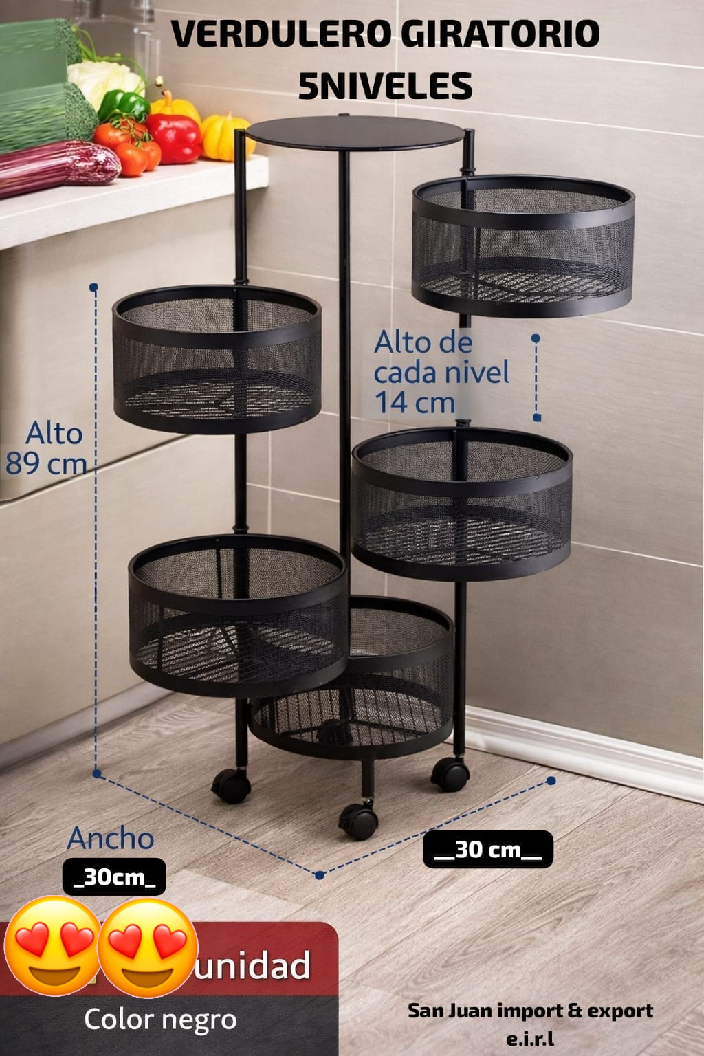 Verdulero Giratorio 5 Niveles Negro